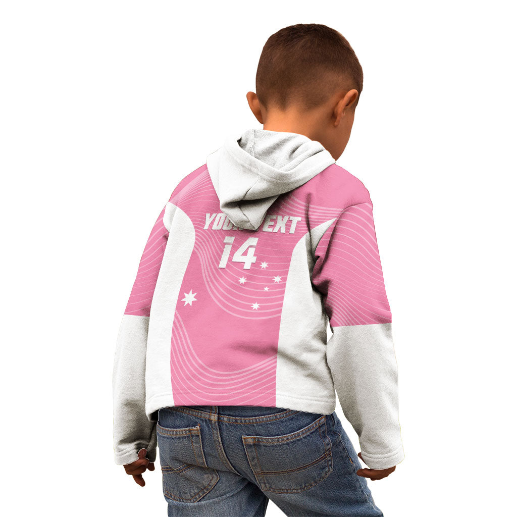Custom Bowls Australia Breast Cancer Kid Hoodie Pink Ribbon Aussie Map With Kangaroo Emu
