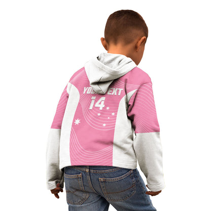 Custom Bowls Australia Breast Cancer Kid Hoodie Pink Ribbon Aussie Map With Kangaroo Emu