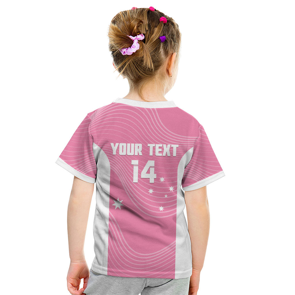 Custom Bowls Australia Breast Cancer Kid T Shirt Pink Ribbon Aussie Map With Kangaroo Emu