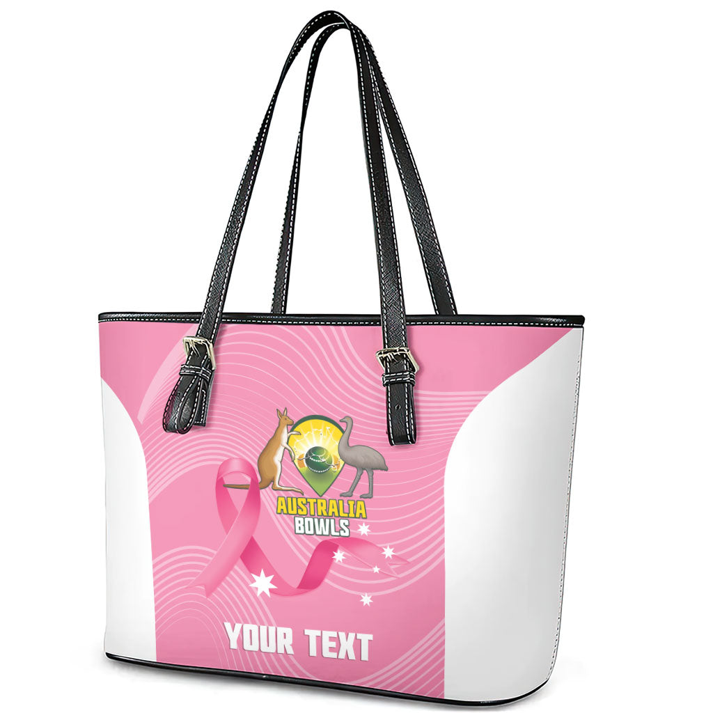 Custom Bowls Australia Breast Cancer Leather Tote Bag Pink Ribbon Aussie Map With Kangaroo Emu