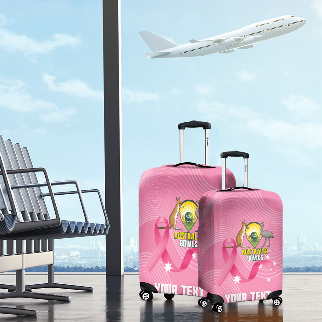 Custom Bowls Australia Breast Cancer Luggage Cover Pink Ribbon Aussie Map With Kangaroo Emu