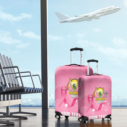 Custom Bowls Australia Breast Cancer Luggage Cover Pink Ribbon Aussie Map With Kangaroo Emu