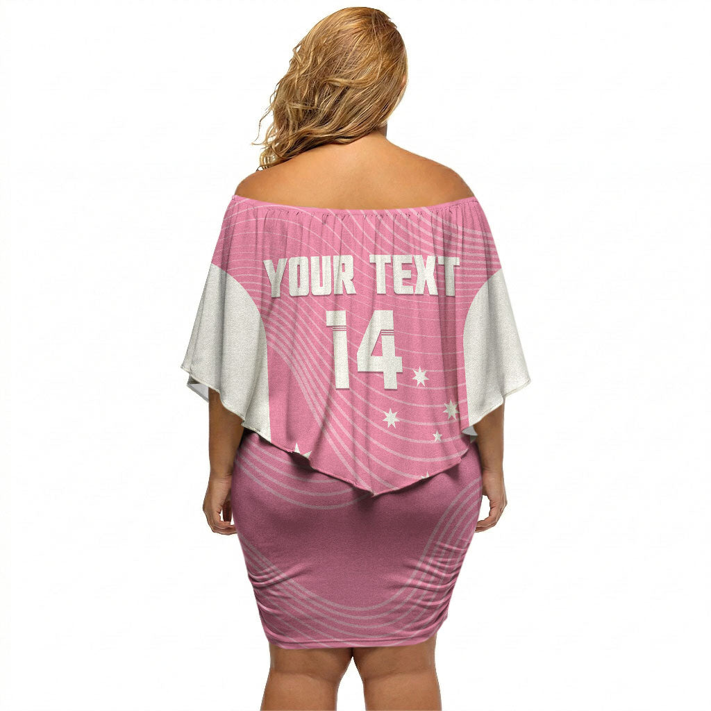 Custom Bowls Australia Breast Cancer Off Shoulder Short Dress Pink Ribbon Aussie Map With Kangaroo Emu