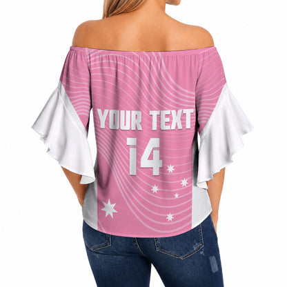 Custom Bowls Australia Breast Cancer Off Shoulder Wrap Waist Top Pink Ribbon Aussie Map With Kangaroo Emu