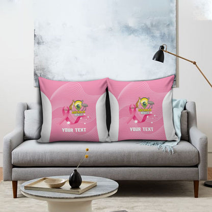 Custom Bowls Australia Breast Cancer Pillow Cover Pink Ribbon Aussie Map With Kangaroo Emu