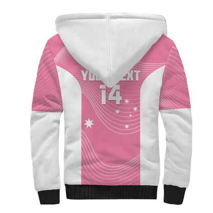 Custom Bowls Australia Breast Cancer Sherpa Hoodie Pink Ribbon Aussie Map With Kangaroo Emu