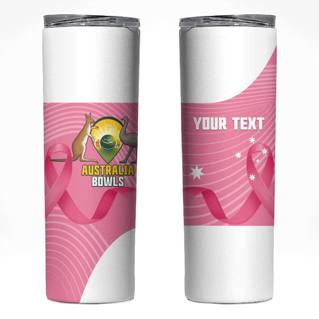 Custom Bowls Australia Breast Cancer Skinny Tumbler Pink Ribbon Aussie Map With Kangaroo Emu
