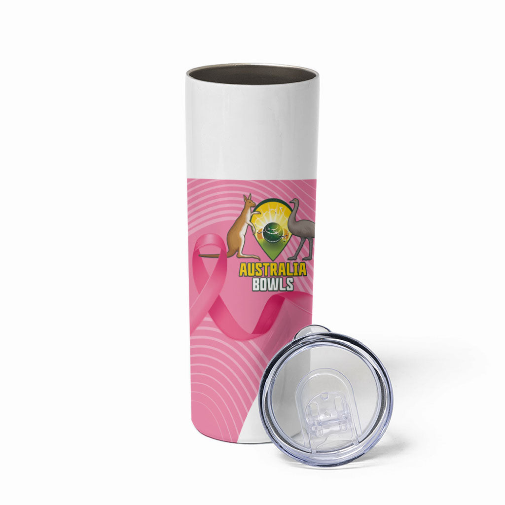 Custom Bowls Australia Breast Cancer Skinny Tumbler Pink Ribbon Aussie Map With Kangaroo Emu