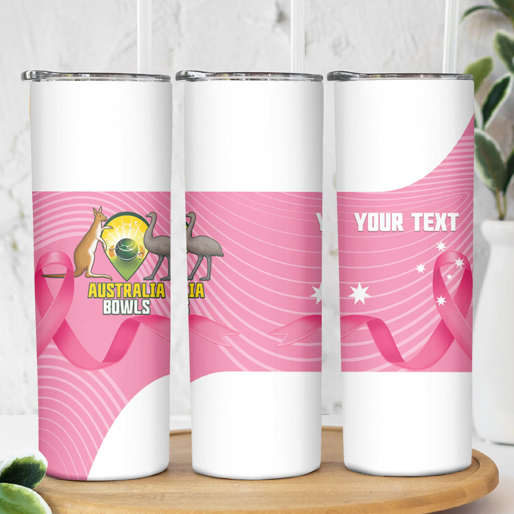 Custom Bowls Australia Breast Cancer Skinny Tumbler Pink Ribbon Aussie Map With Kangaroo Emu