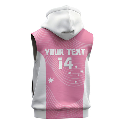 Custom Bowls Australia Breast Cancer Sleeveless Zip Hoodie Pink Ribbon Aussie Map With Kangaroo Emu