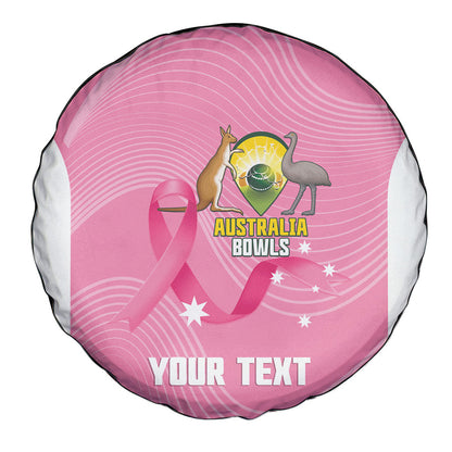 Custom Bowls Australia Breast Cancer Spare Tire Cover Pink Ribbon Aussie Map With Kangaroo Emu