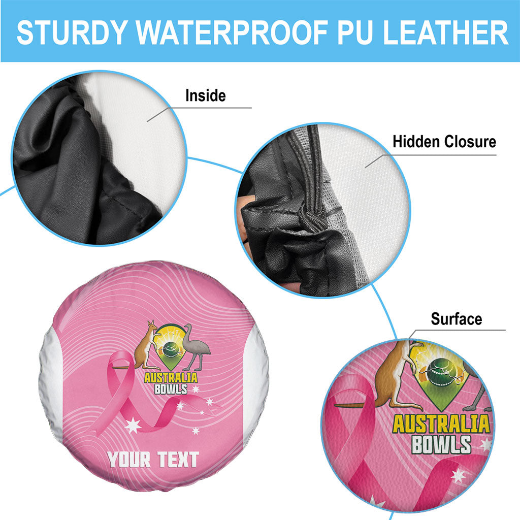 Custom Bowls Australia Breast Cancer Spare Tire Cover Pink Ribbon Aussie Map With Kangaroo Emu