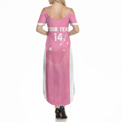 Custom Bowls Australia Breast Cancer Summer Maxi Dress Pink Ribbon Aussie Map With Kangaroo Emu