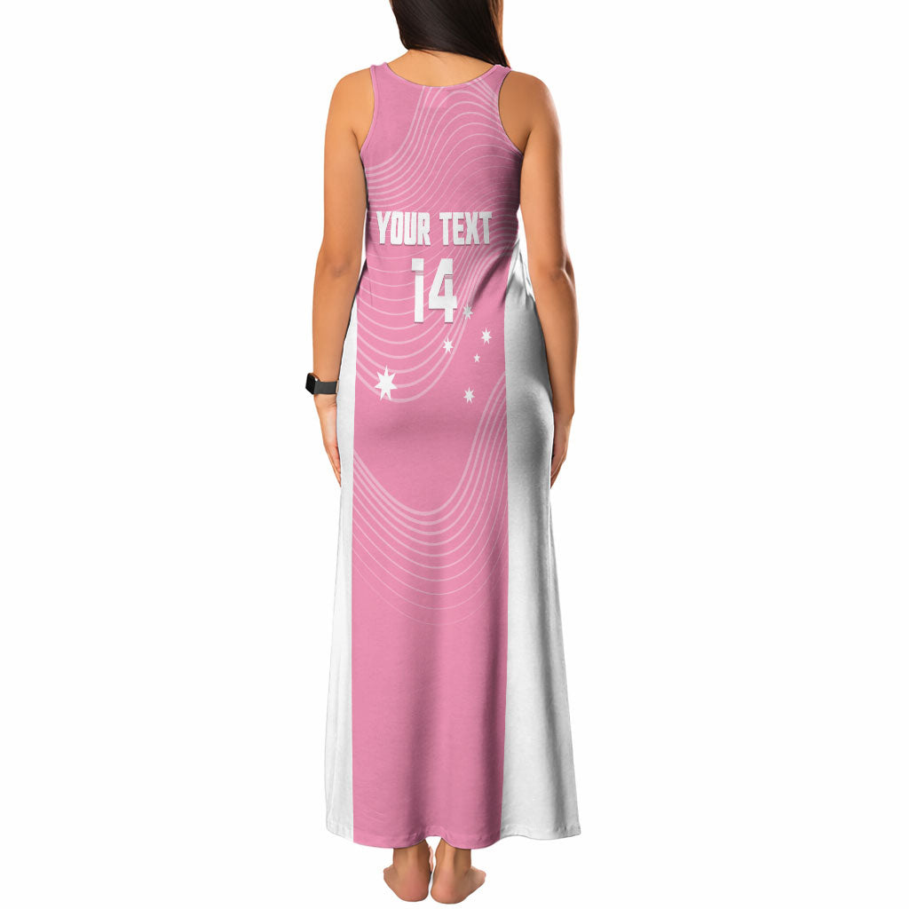 Custom Bowls Australia Breast Cancer Tank Maxi Dress Pink Ribbon Aussie Map With Kangaroo Emu