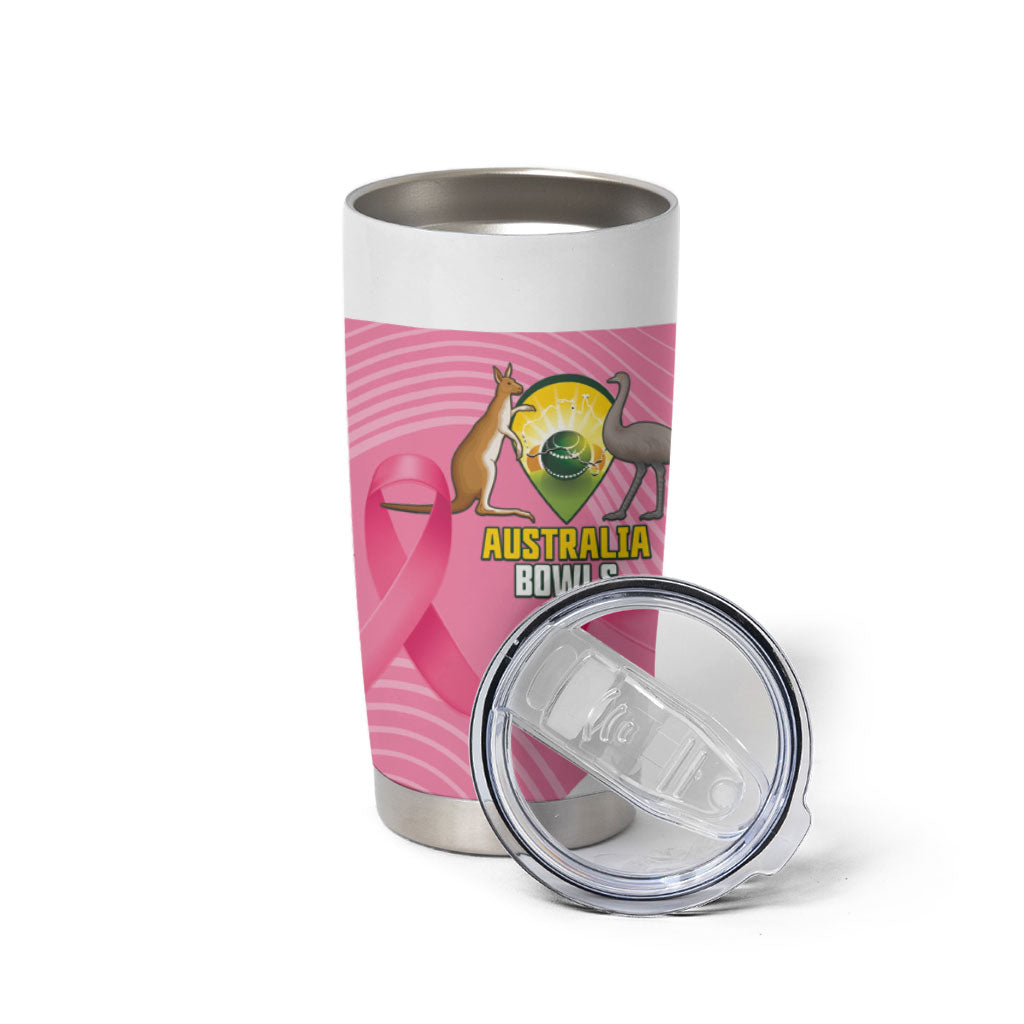 Custom Bowls Australia Breast Cancer Tumbler Cup Pink Ribbon Aussie Map With Kangaroo Emu