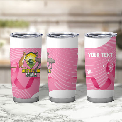 Custom Bowls Australia Breast Cancer Tumbler Cup Pink Ribbon Aussie Map With Kangaroo Emu