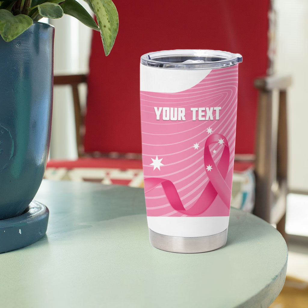 Custom Bowls Australia Breast Cancer Tumbler Cup Pink Ribbon Aussie Map With Kangaroo Emu