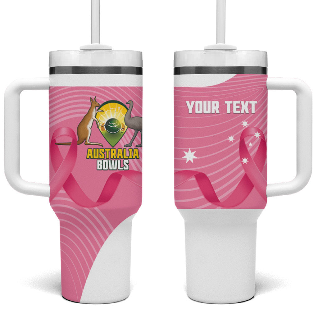 Custom Bowls Australia Breast Cancer Tumbler With Handle Pink Ribbon Aussie Map With Kangaroo Emu