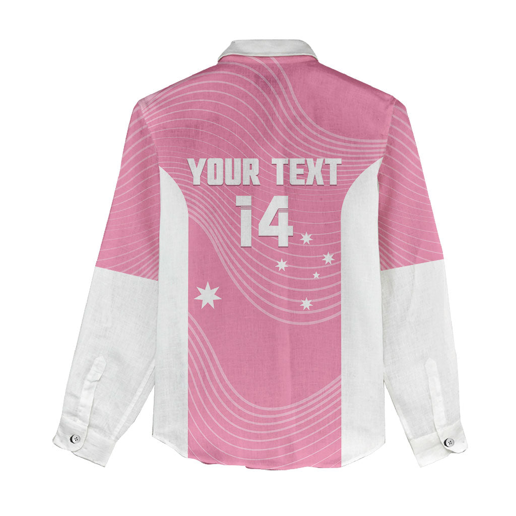 Custom Bowls Australia Breast Cancer Women Casual Shirt Pink Ribbon Aussie Map With Kangaroo Emu