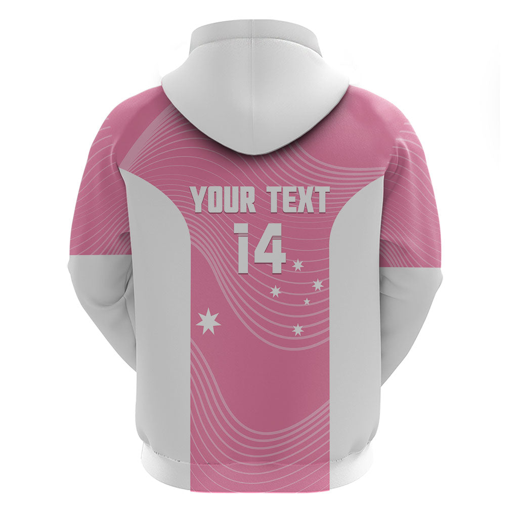 Custom Bowls Australia Breast Cancer Zip Hoodie Pink Ribbon Aussie Map With Kangaroo Emu