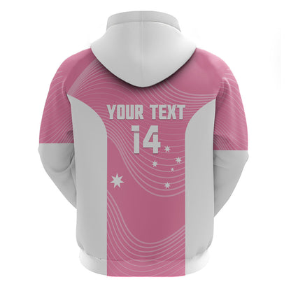 Custom Bowls Australia Breast Cancer Zip Hoodie Pink Ribbon Aussie Map With Kangaroo Emu
