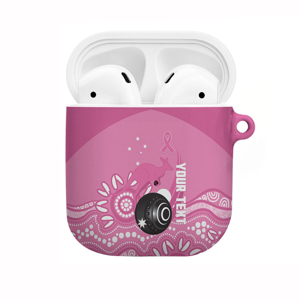 Custom Bowls Australia Breast Cancer AirPods Case Pink Ribbon Kangaroo Aboriginal Art