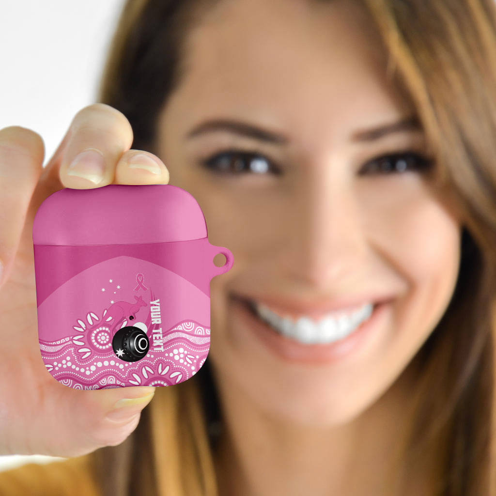 Custom Bowls Australia Breast Cancer AirPods Case Pink Ribbon Kangaroo Aboriginal Art
