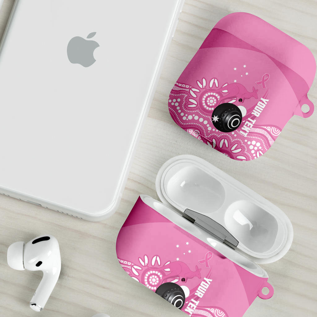 Custom Bowls Australia Breast Cancer AirPods Case Pink Ribbon Kangaroo Aboriginal Art