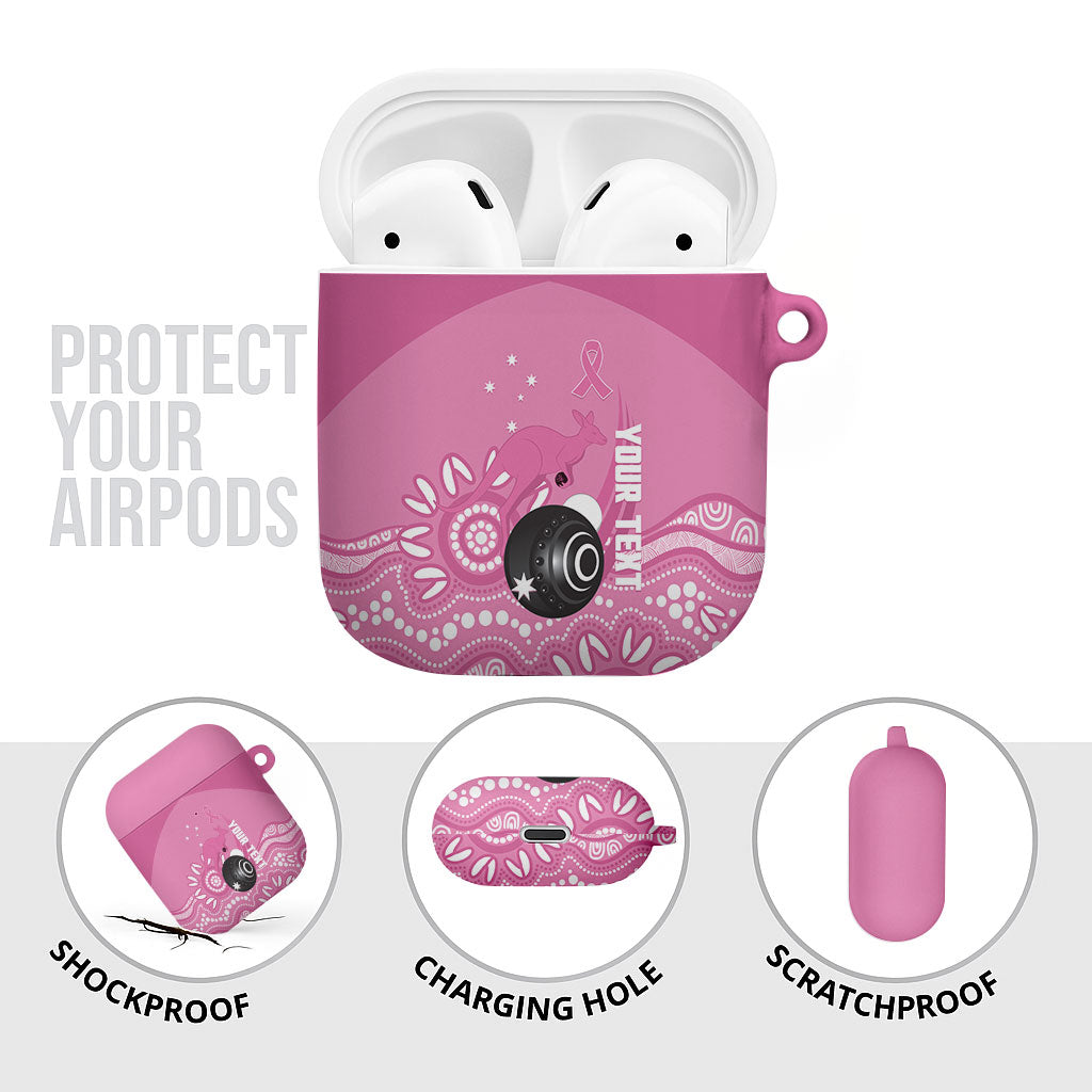 Custom Bowls Australia Breast Cancer AirPods Case Pink Ribbon Kangaroo Aboriginal Art