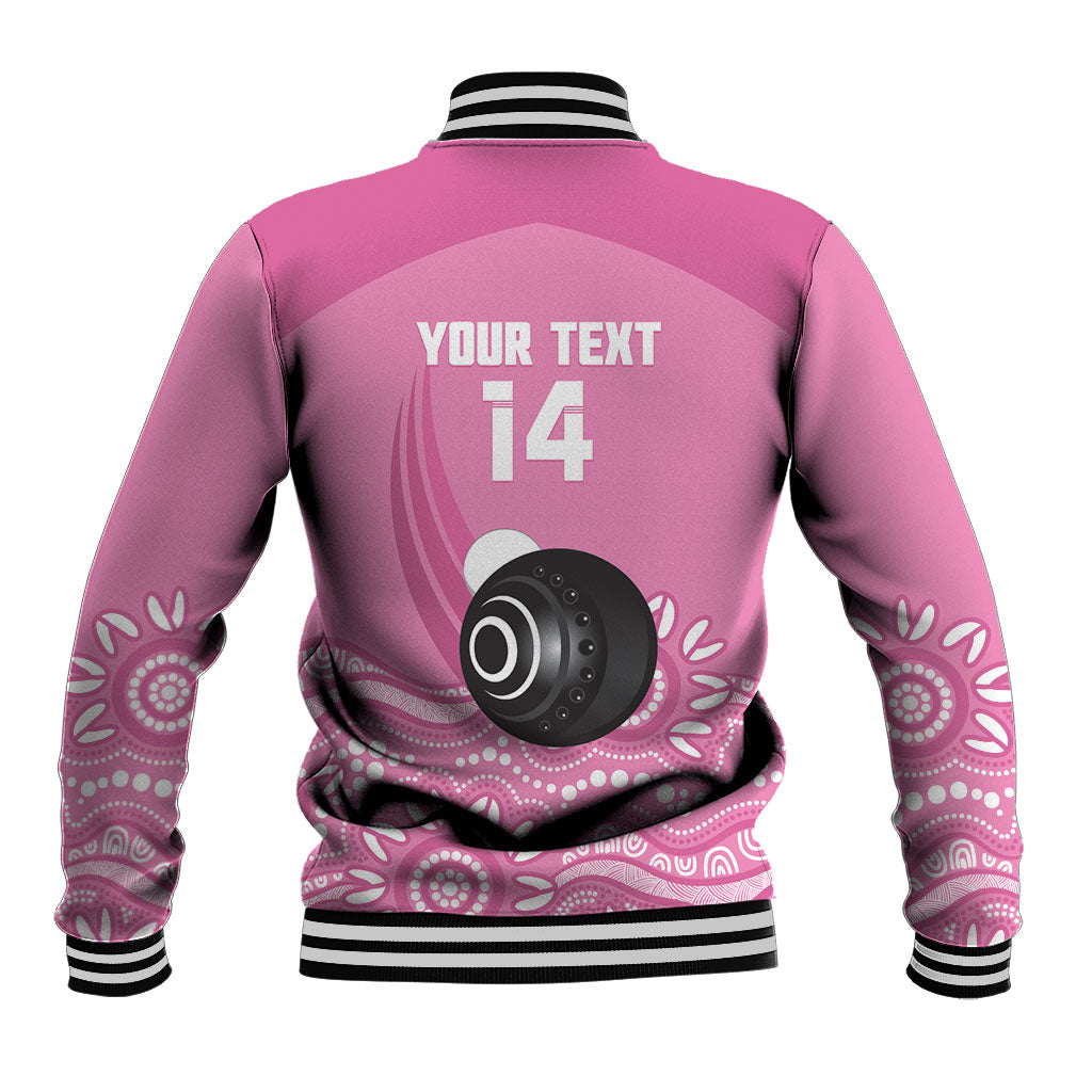 Custom Bowls Australia Breast Cancer Baseball Jacket Pink Ribbon Kangaroo Aboriginal Art