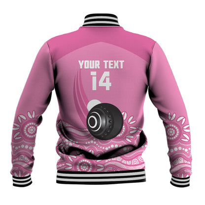 Custom Bowls Australia Breast Cancer Baseball Jacket Pink Ribbon Kangaroo Aboriginal Art
