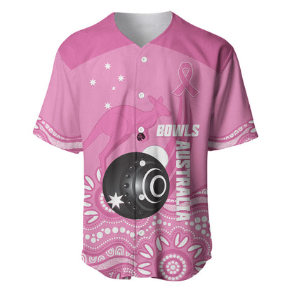 Custom Bowls Australia Breast Cancer Baseball Jersey Pink Ribbon Kangaroo Aboriginal Art