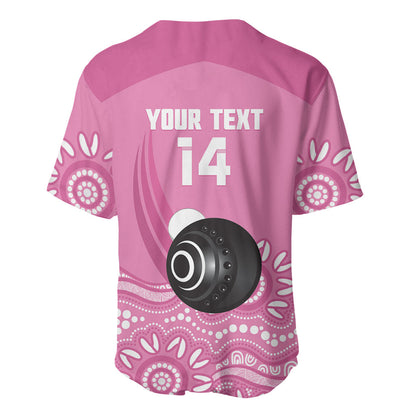 Custom Bowls Australia Breast Cancer Baseball Jersey Pink Ribbon Kangaroo Aboriginal Art