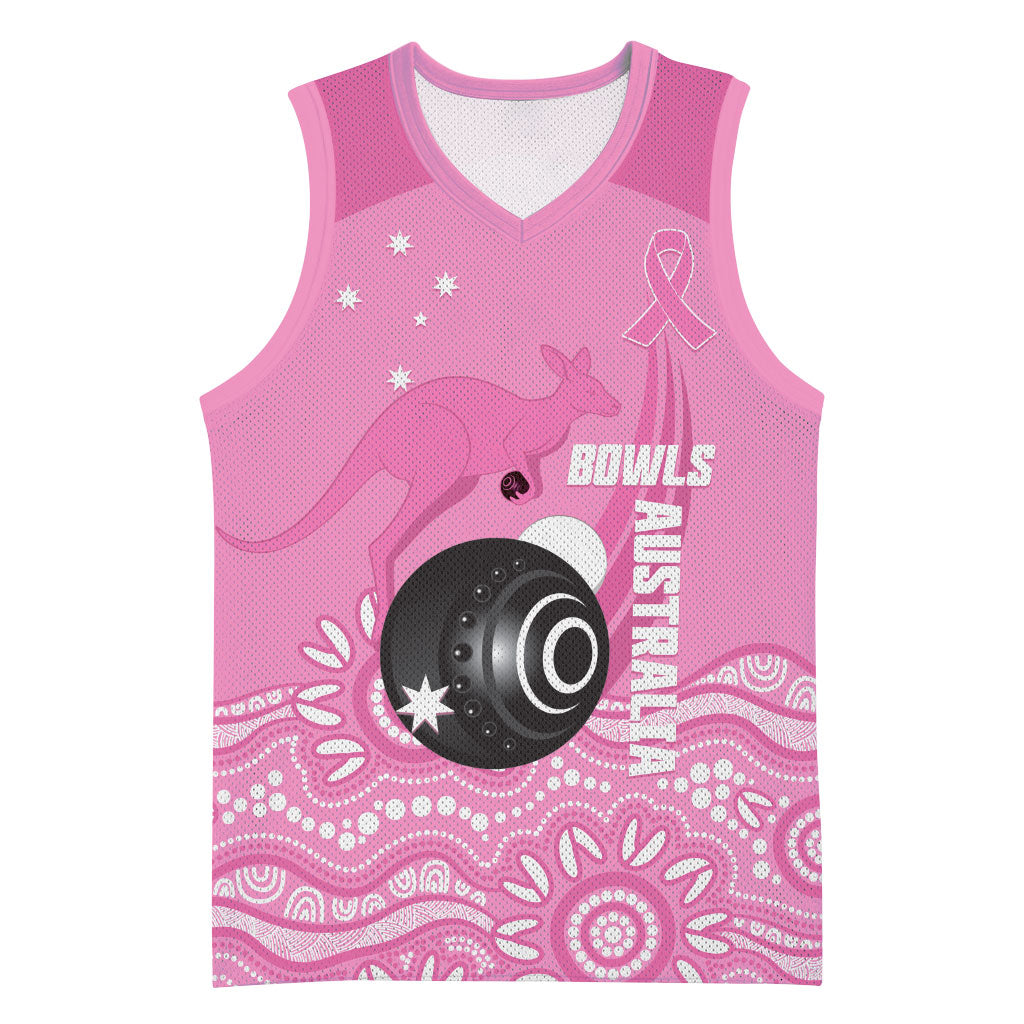Custom Bowls Australia Breast Cancer Basketball Jersey Pink Ribbon Kangaroo Aboriginal Art