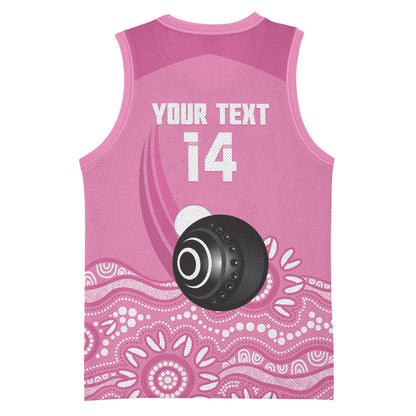 Custom Bowls Australia Breast Cancer Basketball Jersey Pink Ribbon Kangaroo Aboriginal Art