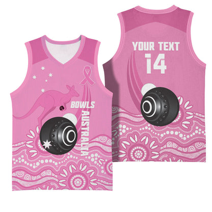 Custom Bowls Australia Breast Cancer Basketball Jersey Pink Ribbon Kangaroo Aboriginal Art