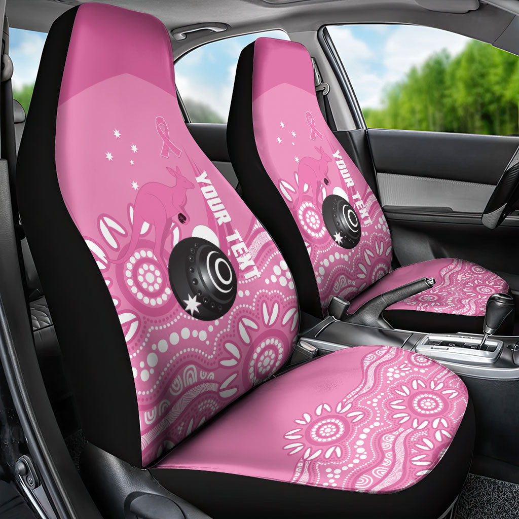 Custom Bowls Australia Breast Cancer Car Seat Cover Pink Ribbon Kangaroo Aboriginal Art