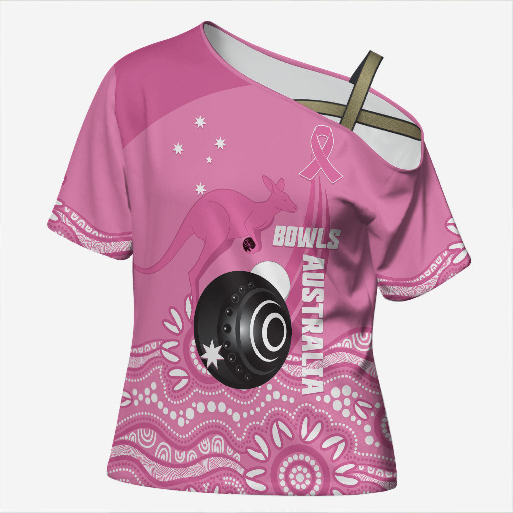 Custom Bowls Australia Breast Cancer Cross Shoulder Shirt Pink Ribbon Kangaroo Aboriginal Art