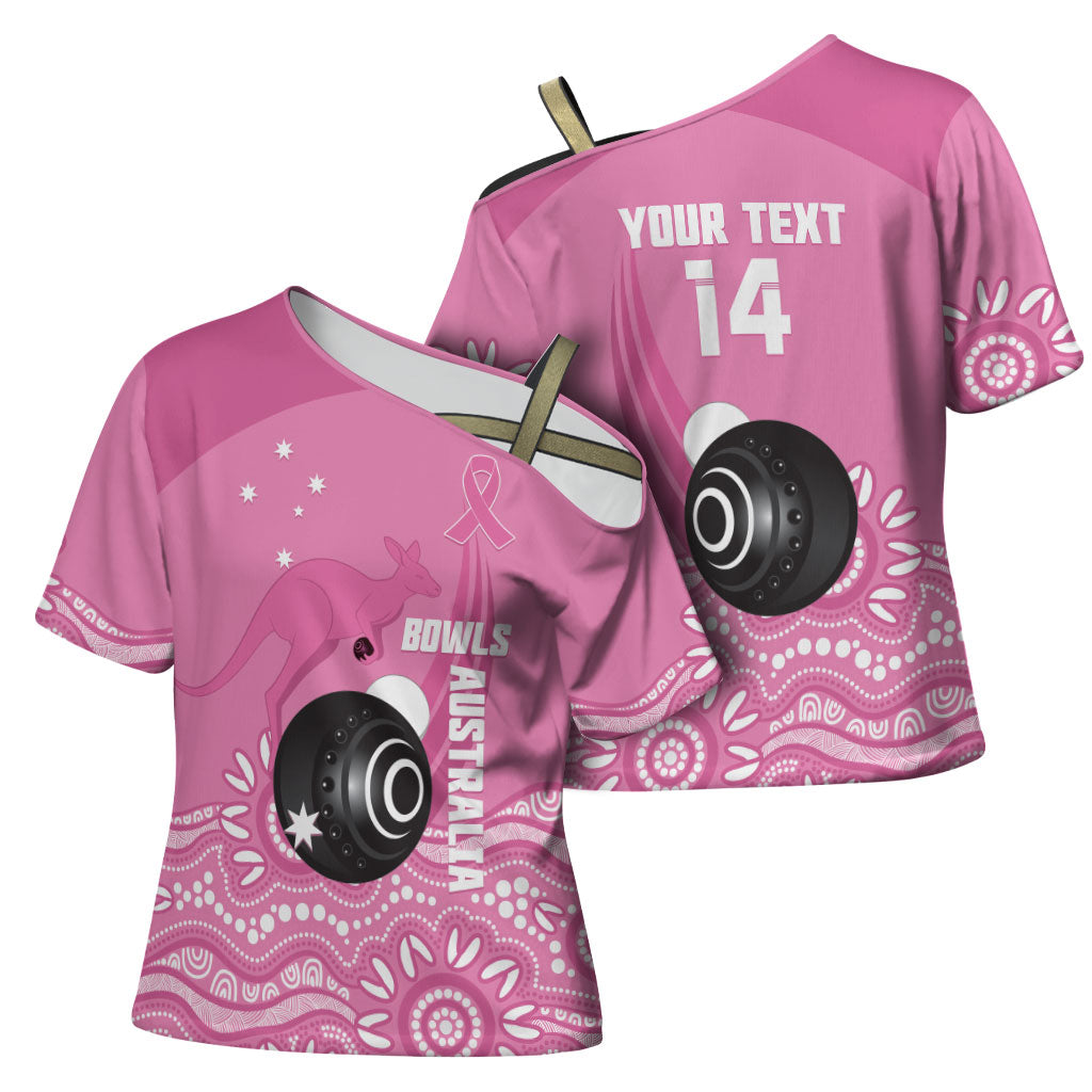 Custom Bowls Australia Breast Cancer Cross Shoulder Shirt Pink Ribbon Kangaroo Aboriginal Art