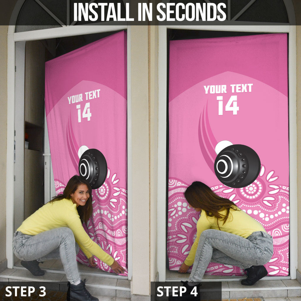 Custom Bowls Australia Breast Cancer Door Cover Pink Ribbon Kangaroo Aboriginal Art
