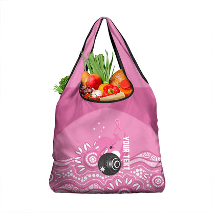 Custom Bowls Australia Breast Cancer Grocery Bag Pink Ribbon Kangaroo Aboriginal Art
