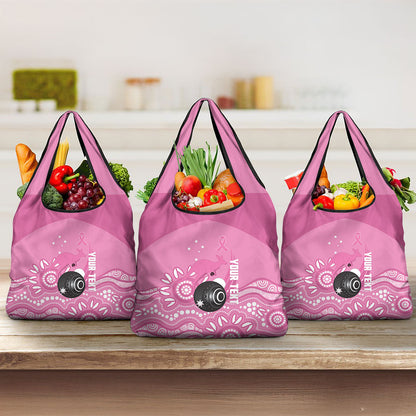 Custom Bowls Australia Breast Cancer Grocery Bag Pink Ribbon Kangaroo Aboriginal Art
