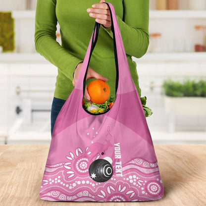 Custom Bowls Australia Breast Cancer Grocery Bag Pink Ribbon Kangaroo Aboriginal Art