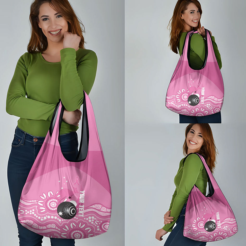 Custom Bowls Australia Breast Cancer Grocery Bag Pink Ribbon Kangaroo Aboriginal Art