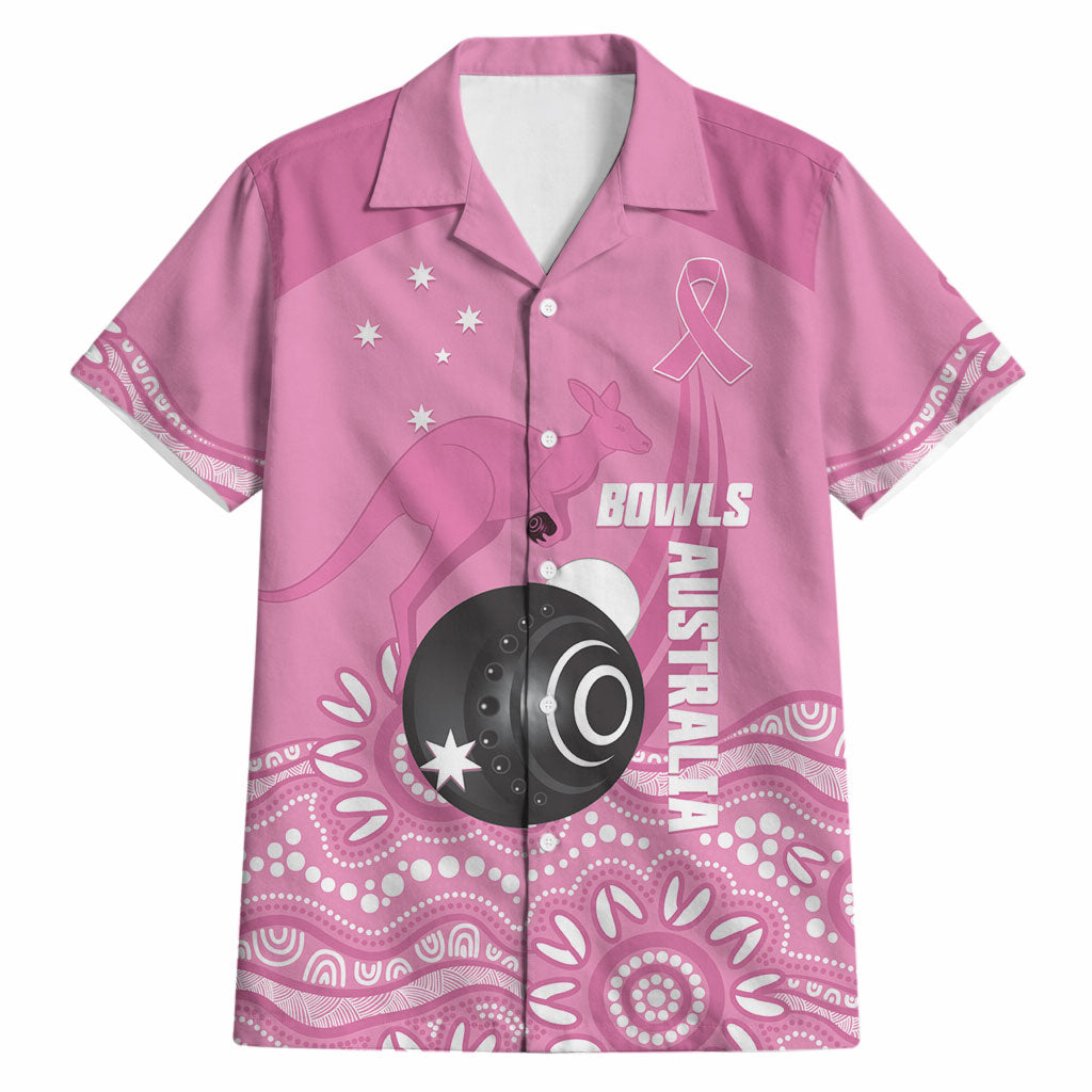 Custom Bowls Australia Breast Cancer Hawaiian Shirt Pink Ribbon Kangaroo Aboriginal Art