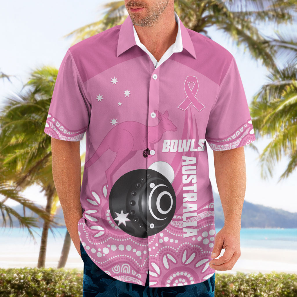 Custom Bowls Australia Breast Cancer Hawaiian Shirt Pink Ribbon Kangaroo Aboriginal Art