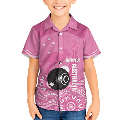 Custom Bowls Australia Breast Cancer Hawaiian Shirt Pink Ribbon Kangaroo Aboriginal Art