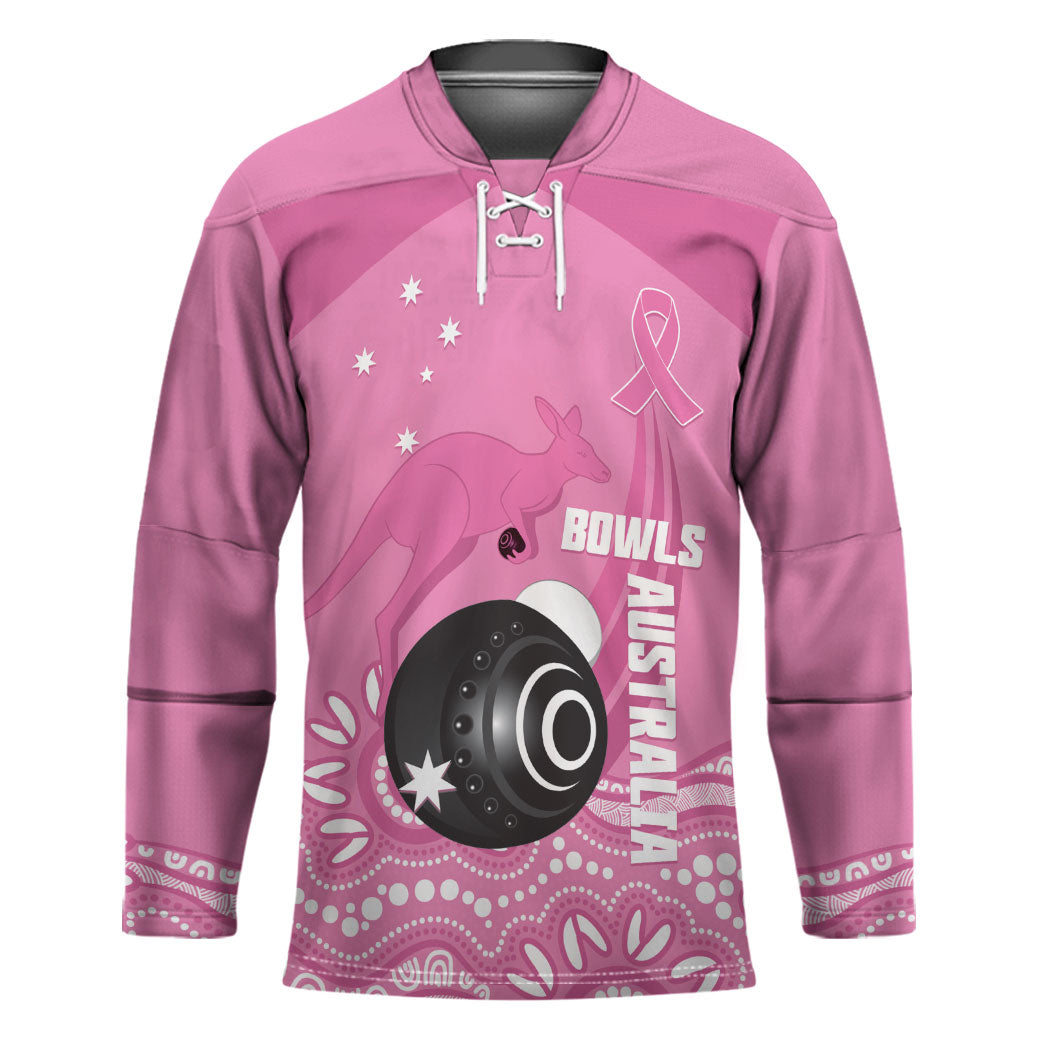 Custom Bowls Australia Breast Cancer Hockey Jersey Pink Ribbon Kangaroo Aboriginal Art