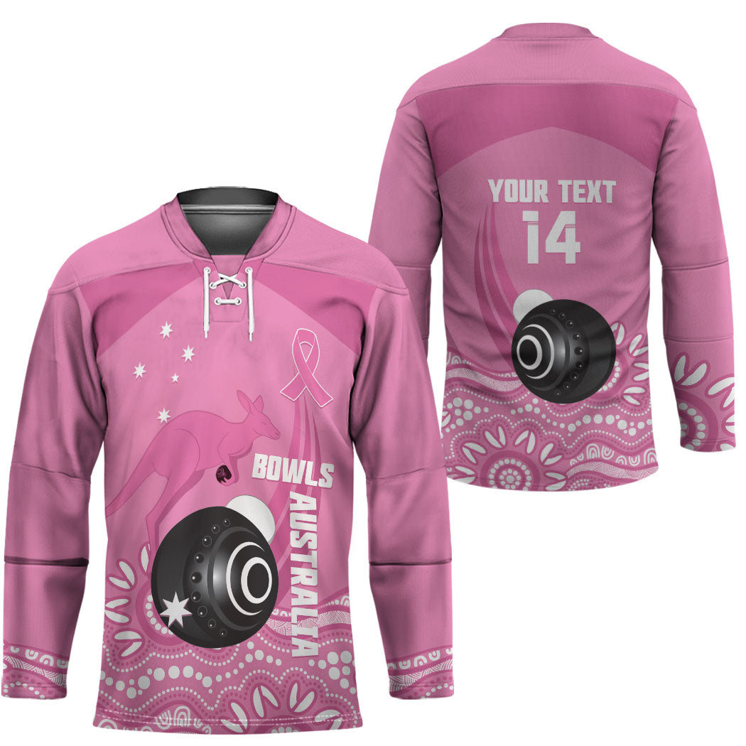 Custom Bowls Australia Breast Cancer Hockey Jersey Pink Ribbon Kangaroo Aboriginal Art