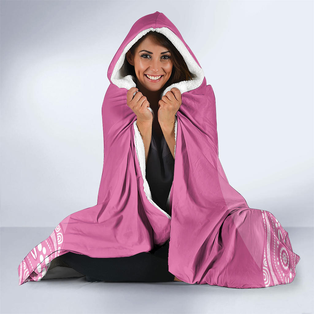 Custom Bowls Australia Breast Cancer Hooded Blanket Pink Ribbon Kangaroo Aboriginal Art